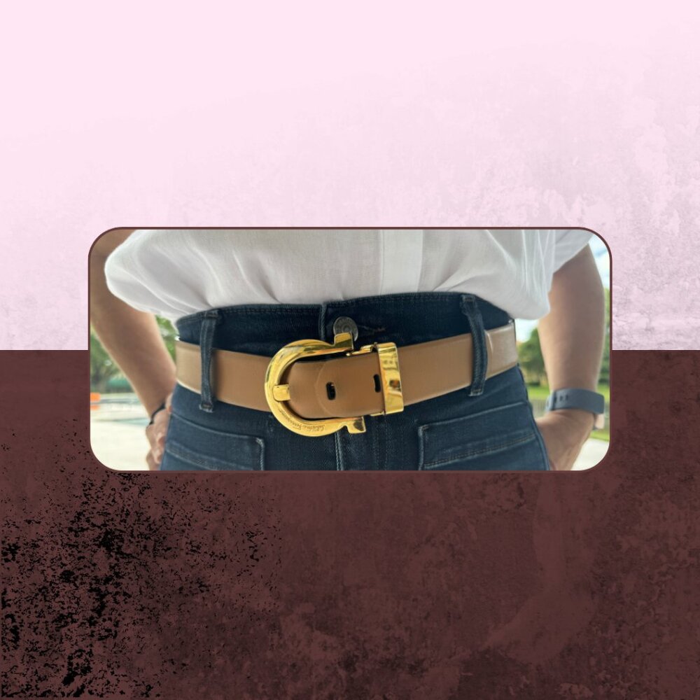 Light brown leather belt